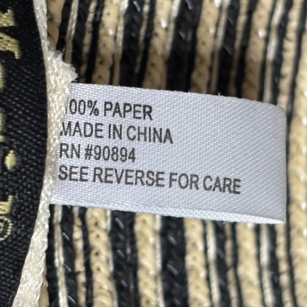 Magid Hats Striped Black‎ and Cream Women's 100% paper Sun Hat